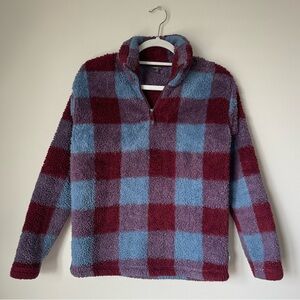 Eddie Bauer Red and Blue Plaid Sweater